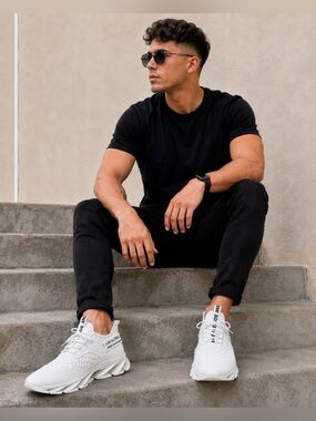 White Knit Men's Sneakers - Unbranded Comfort Runner